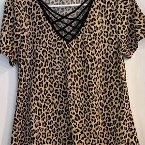 Large Criss Cross Leopard Top